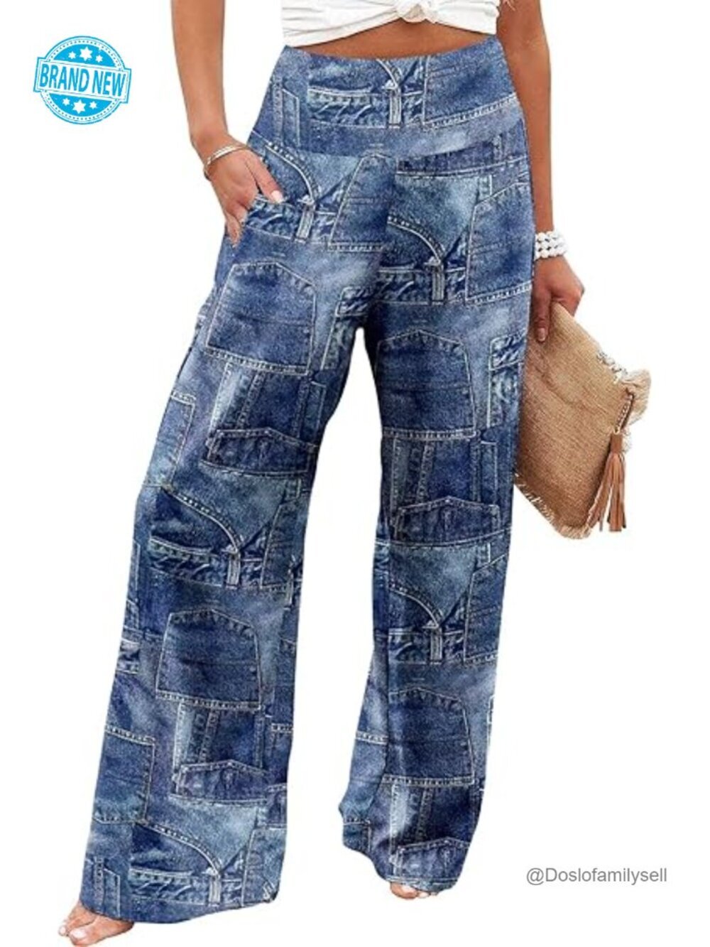 Wide Leg Palazzo Pants with Pockets High Waist Flowy Lounge Pants